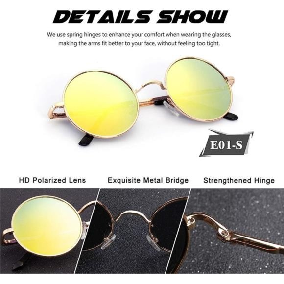 Cool Summer Mens or Womens Lennon Style Round Polarized Unisex Sunglasses - Picture 5 of 5